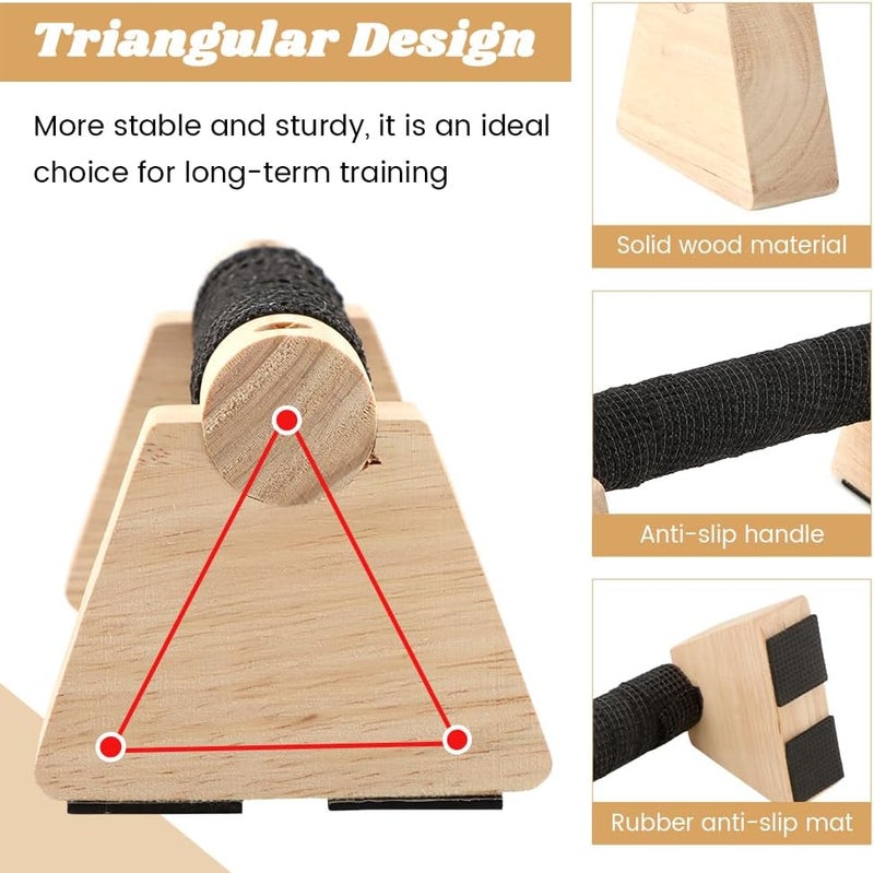 Ranjaner Wooden Push Up Stands & Handstand Parallettes Bars, Solid Wood Push Up Handles with Non-Slip Base for Home Gym, Calisthenics & Strength Training(Wood Color,Size:7.87inch) - Image 5